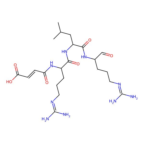 2D Structure of (E)-4-[[5-(diaminomethylideneamino)-1-[[1-[[5-(diaminomethylideneamino)-1-oxopentan-2-yl]amino]-4-methyl-1-oxopentan-2-yl]amino]-1-oxopentan-2-yl]amino]-4-oxobut-2-enoic acid