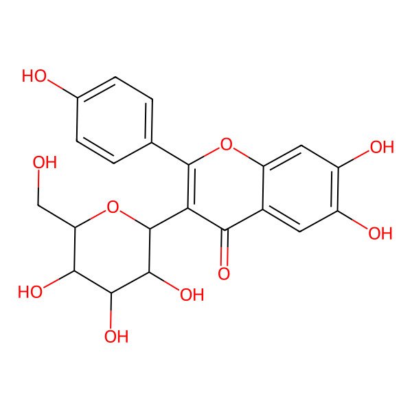 2D Structure of 6,7-dihydroxy-2-(4-hydroxyphenyl)-3-[(2S,3R,4R,5S,6R)-3,4,5-trihydroxy-6-(hydroxymethyl)oxan-2-yl]chromen-4-one