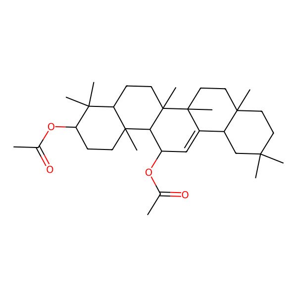 2D Structure of [(3S,4aR,6aR,6bS,8aS,12aR,14R,14aR,14bS)-14-acetyloxy-4,4,6a,6b,8a,11,11,14b-octamethyl-1,2,3,4a,5,6,7,8,9,10,12,12a,14,14a-tetradecahydropicen-3-yl] acetate