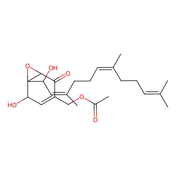 2D Structure of [5-Hydroxy-6-(1-hydroxy-3,7,11-trimethyldodeca-2,6,10-trienyl)-2-oxo-7-oxabicyclo[4.1.0]hept-3-en-3-yl]methyl acetate