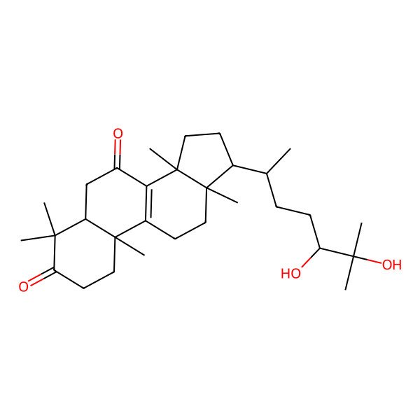 2D Structure of (5R,10S,13R,14R,17R)-17-[(2S,5S)-5,6-dihydroxy-6-methylheptan-2-yl]-4,4,10,13,14-pentamethyl-2,5,6,11,12,15,16,17-octahydro-1H-cyclopenta[a]phenanthrene-3,7-dione