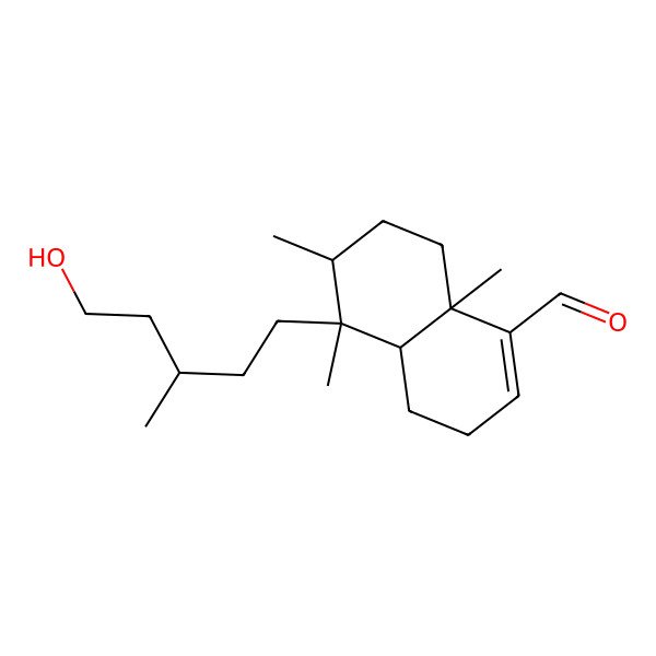 2D Structure of (4aR,5S,6R,8aS)-5-[(3S)-5-hydroxy-3-methylpentyl]-5,6,8a-trimethyl-3,4,4a,6,7,8-hexahydronaphthalene-1-carbaldehyde