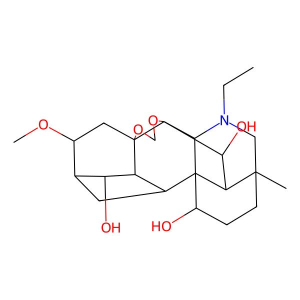 2D Structure of (1R,2R,3R,4R,5S,6S,8R,12R,13R,16S,19S,20S,21S)-14-ethyl-6-methoxy-16-methyl-9,11-dioxa-14-azaheptacyclo[10.7.2.12,5.01,13.03,8.08,12.016,20]docosane-4,19,21-triol