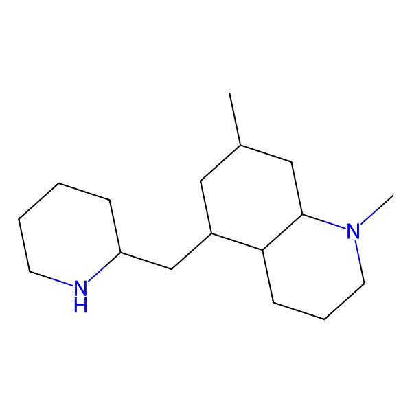 2D Structure of (4aS,5R,7S,8aS)-1,7-dimethyl-5-[[(2R)-piperidin-2-yl]methyl]-3,4,4a,5,6,7,8,8a-octahydro-2H-quinoline