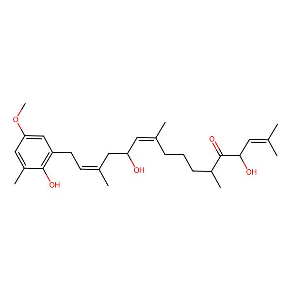 2D Structure of (4R,6R,10E,12R,14E)-4,12-dihydroxy-16-(2-hydroxy-5-methoxy-3-methylphenyl)-2,6,10,14-tetramethylhexadeca-2,10,14-trien-5-one