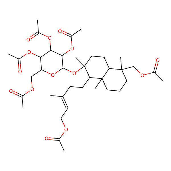 2D Structure of [5-[5-(acetyloxymethyl)-2,5,8a-trimethyl-2-[3,4,5-triacetyloxy-6-(acetyloxymethyl)oxan-2-yl]oxy-3,4,4a,6,7,8-hexahydro-1H-naphthalen-1-yl]-3-methylpent-2-enyl] acetate