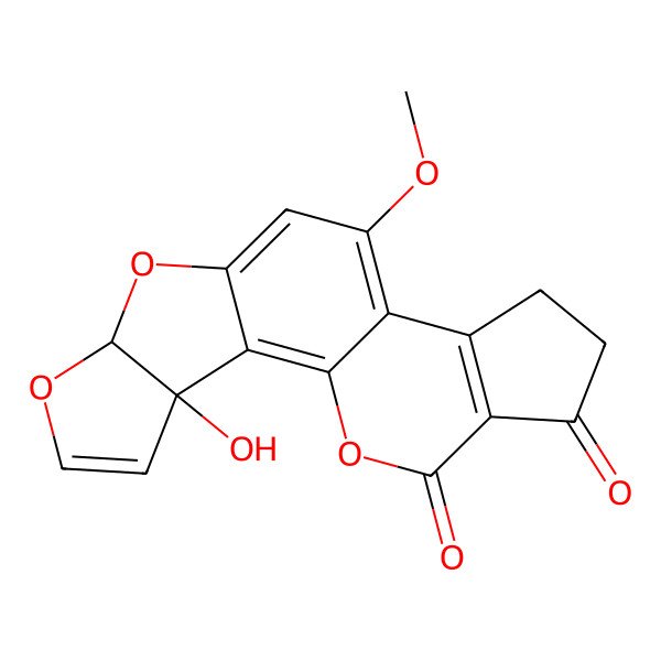 2D Structure of Cyclopenta(c)furo(3',2':4,5)furo(2,3-h)(1)benzopyran-1,11-dione, 2,3,6a,9a-tetrahydro-9a-hydroxy-4-methoxy-