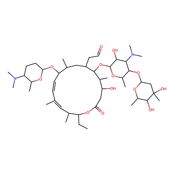 2D Structure of 2-[(4S,5S,6R,7R,9R,10R,11Z,13E,15S,16R)-6-[(2S,3S,4R,5R,6R)-5-[(2S,4R,5R,6S)-4,5-dihydroxy-4,6-dimethyloxan-2-yl]oxy-4-(dimethylamino)-3-hydroxy-6-methyloxan-2-yl]oxy-10-[(2R,5S,6R)-5-(dimethylamino)-6-methyloxan-2-yl]oxy-16-ethyl-4-hydroxy-5,9,13,15-tetramethyl-2-oxo-1-oxacyclohexadeca-11,13-dien-7-yl]acetaldehyde
