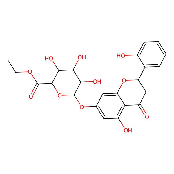 2D Structure of ethyl (2S,3S,4S,5R,6S)-3,4,5-trihydroxy-6-[[(2S)-5-hydroxy-2-(2-hydroxyphenyl)-4-oxo-2,3-dihydrochromen-7-yl]oxy]oxane-2-carboxylate