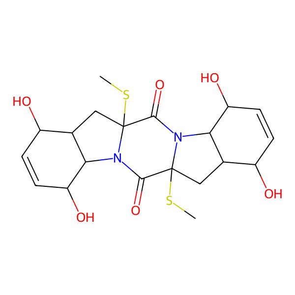 2D Structure of 5,8,15,18-Tetrahydroxy-1,11-bis(methylsulfanyl)-3,13-diazapentacyclo[11.7.0.03,11.04,9.014,19]icosa-6,16-diene-2,12-dione