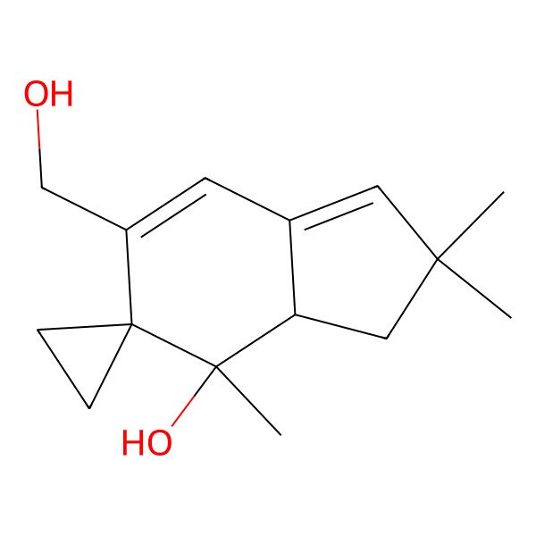 2D Structure of (3a(2)aS,4a(2)R)-2a(2),3a(2),3a(2)a,4a(2)-Tetrahydro-4a(2)-hydroxy-2a(2),2a(2),4a(2)-trimethylspiro[cyclopropane-1,5a(2)-[5H]indene]-6a(2)-methanol