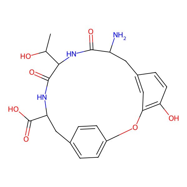 2D Structure of (9S,12S,15S)-9-amino-4-hydroxy-12-[(1S)-1-hydroxyethyl]-10,13-dioxo-2-oxa-11,14-diazatricyclo[15.2.2.13,7]docosa-1(19),3,5,7(22),17,20-hexaene-15-carboxylic acid