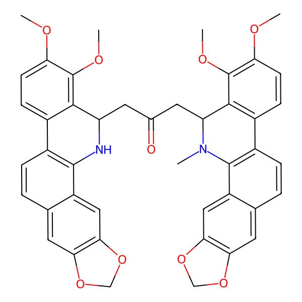 2D Structure of 1-(1,2-dimethoxy-12,13-dihydro-[1,3]benzodioxolo[5,6-c]phenanthridin-13-yl)-3-(1,2-dimethoxy-12-methyl-13H-[1,3]benzodioxolo[5,6-c]phenanthridin-13-yl)propan-2-one