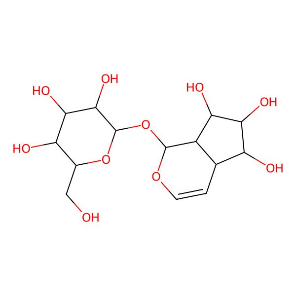2D Structure of (1S,4aR,5S,6R,7R,7aS)-1-[(2S,3R,4S,5S,6R)-3,4,5-trihydroxy-6-(hydroxymethyl)oxan-2-yl]oxy-1,4a,5,6,7,7a-hexahydrocyclopenta[c]pyran-5,6,7-triol