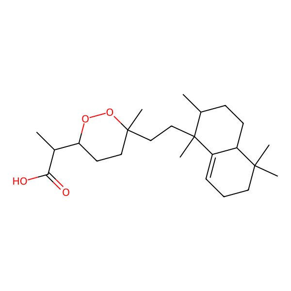 2D Structure of (2S)-2-[(3S,6S)-6-[2-[(1R,2R,4aS)-1,2,5,5-tetramethyl-2,3,4,4a,6,7-hexahydronaphthalen-1-yl]ethyl]-6-methyldioxan-3-yl]propanoic acid