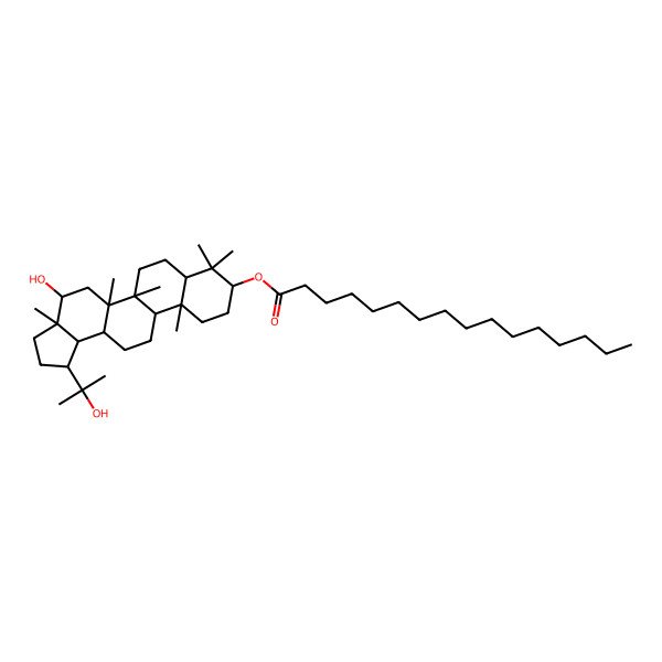 2D Structure of [4-Hydroxy-1-(2-hydroxypropan-2-yl)-3a,5a,5b,8,8,11a-hexamethyl-1,2,3,4,5,6,7,7a,9,10,11,11b,12,13,13a,13b-hexadecahydrocyclopenta[a]chrysen-9-yl] hexadecanoate