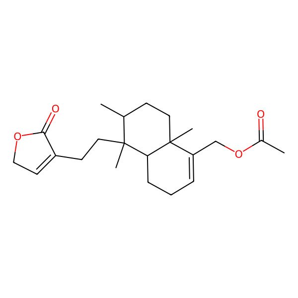 2D Structure of [5,6,8a-trimethyl-5-[2-(5-oxo-2H-furan-4-yl)ethyl]-3,4,4a,6,7,8-hexahydronaphthalen-1-yl]methyl acetate