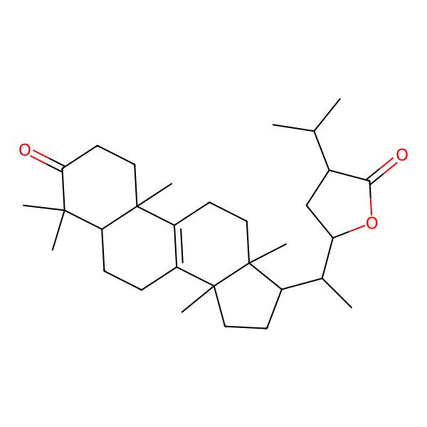 2D Structure of (3R,5S)-5-[(1S)-1-[(5R,10S,13R,14R,17R)-4,4,10,13,14-pentamethyl-3-oxo-1,2,5,6,7,11,12,15,16,17-decahydrocyclopenta[a]phenanthren-17-yl]ethyl]-3-propan-2-yloxolan-2-one