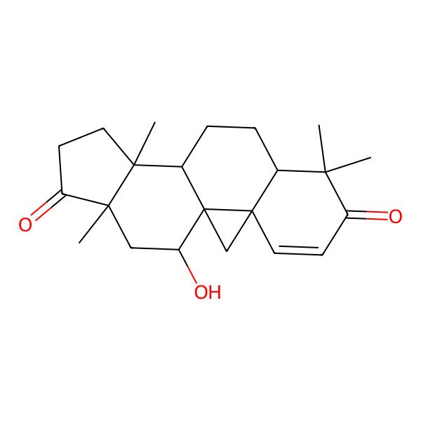 2D Structure of (1R,3S,8R,11S,12S,16S,18R)-18-hydroxy-7,7,12,16-tetramethylpentacyclo[9.7.0.01,3.03,8.012,16]octadec-4-ene-6,15-dione