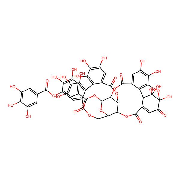 2D Structure of [2,3-Dihydroxy-5-[(1,13,14,15,18,19,20,34,35,39,39-undecahydroxy-2,5,10,23,31-pentaoxo-6,9,24,27,30,40-hexaoxaoctacyclo[34.3.1.04,38.07,26.08,29.011,16.017,22.032,37]tetraconta-3,11,13,15,17,19,21,32,34,36-decaen-28-yl)oxycarbonyl]phenyl] 3,4,5-trihydroxybenzoate