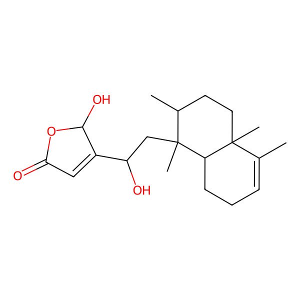 2D Structure of (2S)-3-[(1S)-2-[(1S,2R,4aR,8aR)-1,2,4a,5-tetramethyl-2,3,4,7,8,8a-hexahydronaphthalen-1-yl]-1-hydroxyethyl]-2-hydroxy-2H-furan-5-one