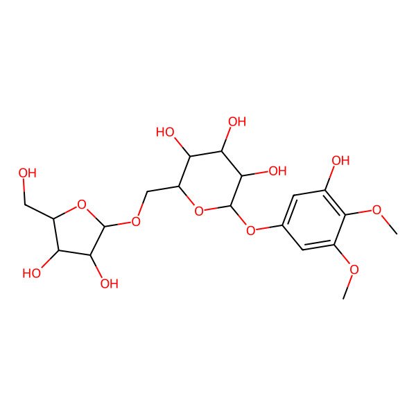 2D Structure of 2-[[3,4-Dihydroxy-5-(hydroxymethyl)oxolan-2-yl]oxymethyl]-6-(3-hydroxy-4,5-dimethoxyphenoxy)oxane-3,4,5-triol