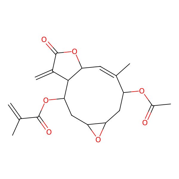 2D Structure of [(1R,2R,4R,6R,8S,9Z,11R)-8-acetyloxy-9-methyl-14-methylidene-13-oxo-5,12-dioxatricyclo[9.3.0.04,6]tetradec-9-en-2-yl] 2-methylprop-2-enoate