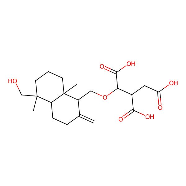 2D Structure of (1S,2R)-1-[[(1S,4aR,5R,8aS)-5-(hydroxymethyl)-5,8a-dimethyl-2-methylidene-3,4,4a,6,7,8-hexahydro-1H-naphthalen-1-yl]methoxy]propane-1,2,3-tricarboxylic acid