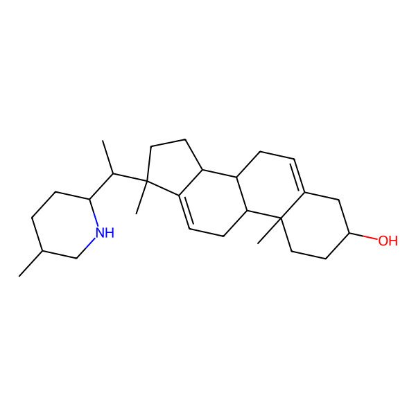 2D Structure of (3S,8R,9S,10R,14S,17S)-10,17-dimethyl-17-[(1S)-1-[(2R,5S)-5-methylpiperidin-2-yl]ethyl]-2,3,4,7,8,9,11,14,15,16-decahydro-1H-cyclopenta[a]phenanthren-3-ol
