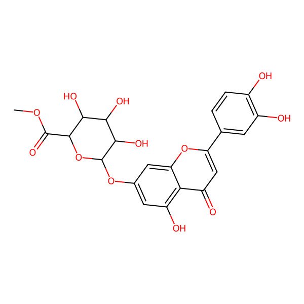 2D Structure of Methyl 6-[2-(3,4-dihydroxyphenyl)-5-hydroxy-4-oxochromen-7-yl]oxy-3,4,5-trihydroxyoxane-2-carboxylate
