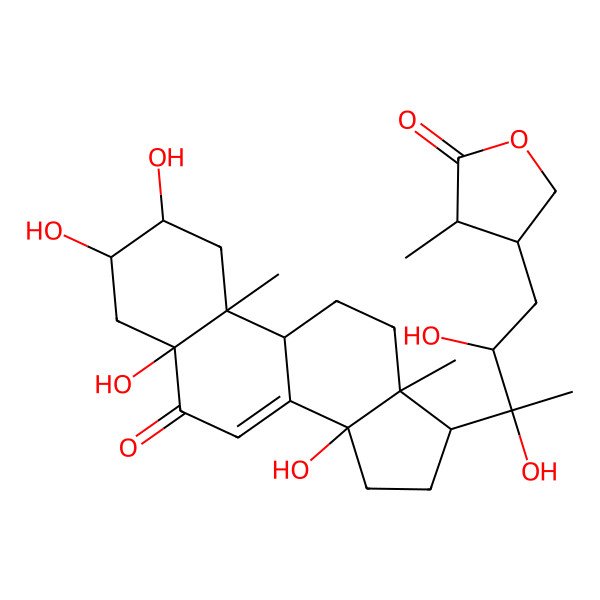 2D Structure of (3S,4S)-4-[(2R,3R)-2,3-dihydroxy-3-[(2S,3R,5S,9R,10R,13R,14S,17S)-2,3,5,14-tetrahydroxy-10,13-dimethyl-6-oxo-1,2,3,4,9,11,12,15,16,17-decahydrocyclopenta[a]phenanthren-17-yl]butyl]-3-methyloxolan-2-one