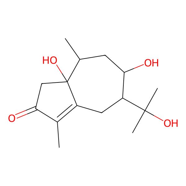 2D Structure of (5S,6R,8S,8aS)-6,8a-dihydroxy-5-(2-hydroxypropan-2-yl)-3,8-dimethyl-1,4,5,6,7,8-hexahydroazulen-2-one