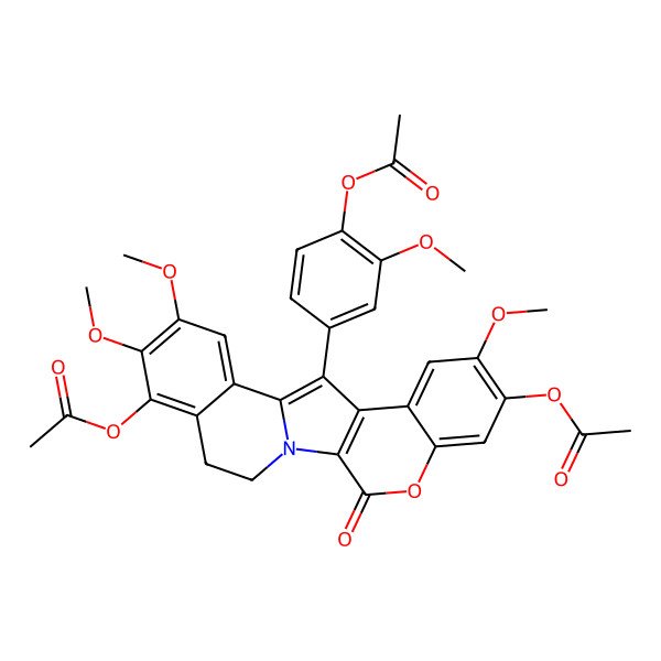 2D Structure of [4-(7,18-Diacetyloxy-8,16,17-trimethoxy-3-oxo-4-oxa-1-azapentacyclo[11.8.0.02,11.05,10.014,19]henicosa-2(11),5,7,9,12,14,16,18-octaen-12-yl)-2-methoxyphenyl] acetate