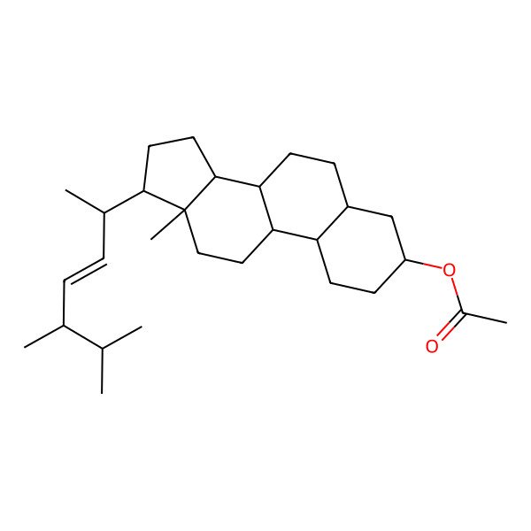2D Structure of [(3R,5S,8S,9R,10S,13R,14R,17R)-17-[(E,2S,5R)-5,6-dimethylhept-3-en-2-yl]-13-methyl-1,2,3,4,5,6,7,8,9,10,11,12,14,15,16,17-hexadecahydrocyclopenta[a]phenanthren-3-yl] acetate