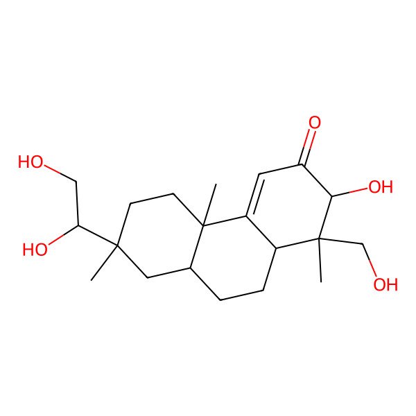 2D Structure of (1S,2R,4bR,7R,8aR,10aR)-7-[(1S)-1,2-dihydroxyethyl]-2-hydroxy-1-(hydroxymethyl)-1,4b,7-trimethyl-2,5,6,8,8a,9,10,10a-octahydrophenanthren-3-one