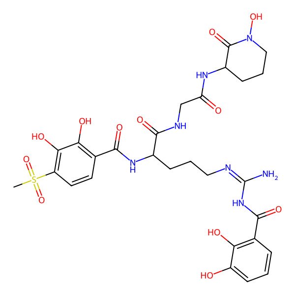 2D Structure of N-[5-[[amino-[(2,3-dihydroxybenzoyl)amino]methylidene]amino]-1-[[2-[(1-hydroxy-2-oxopiperidin-3-yl)amino]-2-oxoethyl]amino]-1-oxopentan-2-yl]-2,3-dihydroxy-4-methylsulfonylbenzamide