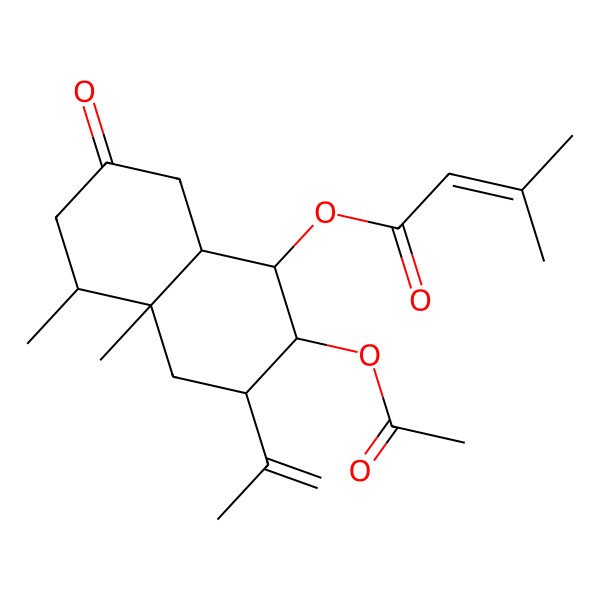 2D Structure of [(1S,2R,3R,4aR,5S,8aS)-2-acetyloxy-4a,5-dimethyl-7-oxo-3-prop-1-en-2-yl-1,2,3,4,5,6,8,8a-octahydronaphthalen-1-yl] 3-methylbut-2-enoate