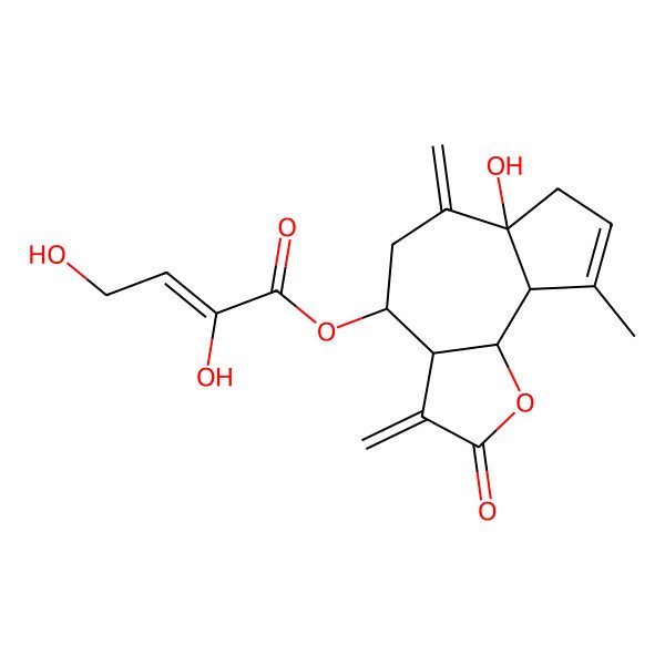 2D Structure of [(3aR,4R,6aS,9aR,9bS)-6a-hydroxy-9-methyl-3,6-dimethylidene-2-oxo-3a,4,5,7,9a,9b-hexahydroazuleno[4,5-b]furan-4-yl] (Z)-2,4-dihydroxybut-2-enoate