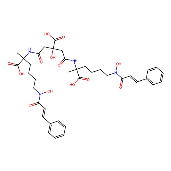 2D Structure of (2S)-2-[[3-carboxy-5-[[(2S)-2-carboxy-6-[hydroxy-[(E)-3-phenylprop-2-enoyl]amino]hexan-2-yl]amino]-3-hydroxy-5-oxopentanoyl]amino]-6-[hydroxy-[(E)-3-phenylprop-2-enoyl]amino]-2-methylhexanoic acid