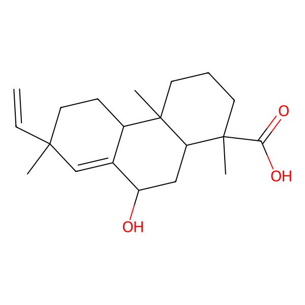 2D Structure of (1S,4aR,4bR,7R,9R,10aR)-7-ethenyl-9-hydroxy-1,4a,7-trimethyl-3,4,4b,5,6,9,10,10a-octahydro-2H-phenanthrene-1-carboxylic acid