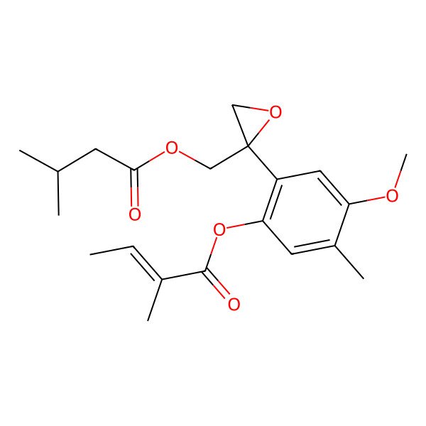 2D Structure of [4-methoxy-5-methyl-2-[(2R)-2-(3-methylbutanoyloxymethyl)oxiran-2-yl]phenyl] (E)-2-methylbut-2-enoate