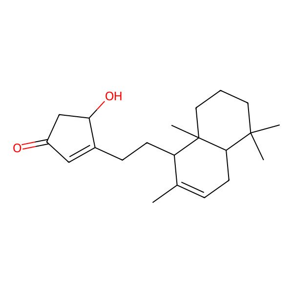 2D Structure of (4R)-3-[2-[(1R,4aR,8aR)-2,5,5,8a-tetramethyl-1,4,4a,6,7,8-hexahydronaphthalen-1-yl]ethyl]-4-hydroxycyclopent-2-en-1-one