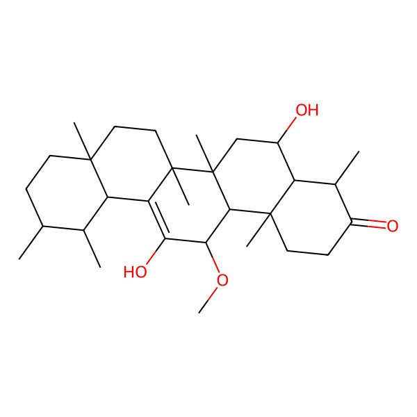 2D Structure of 5,13-dihydroxy-14-methoxy-4,6a,6b,8a,11,12,14b-heptamethyl-2,4,4a,5,6,7,8,9,10,11,12,12a,14,14a-tetradecahydro-1H-picen-3-one