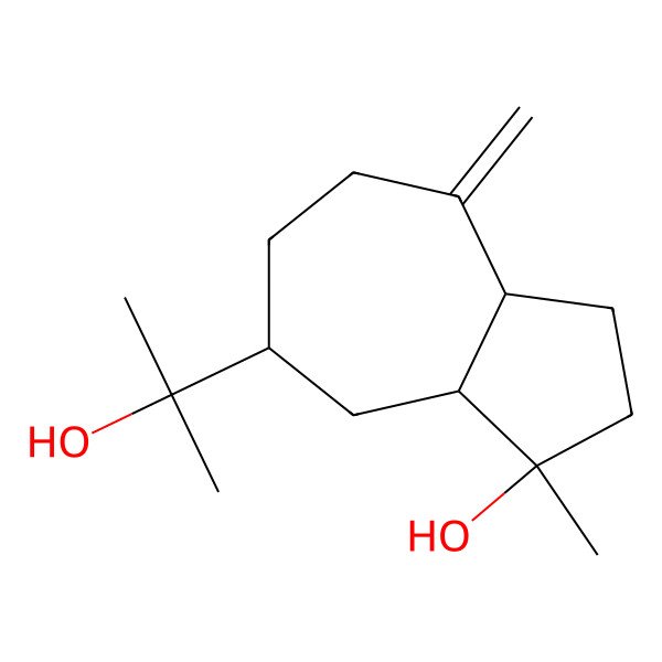2D Structure of (1R,3aR,7S,8aR)-7-(2-hydroxypropan-2-yl)-1-methyl-4-methylidene-2,3,3a,5,6,7,8,8a-octahydroazulen-1-ol