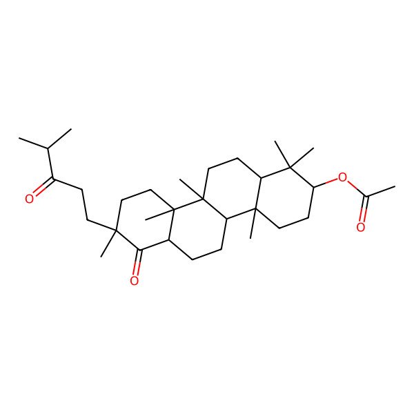2D Structure of [1,1,4a,8,10a,10b-Hexamethyl-8-(4-methyl-3-oxopentyl)-7-oxo-2,3,4,4b,5,6,6a,9,10,11,12,12a-dodecahydrochrysen-2-yl] acetate