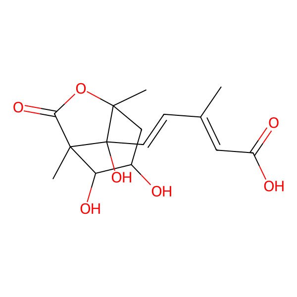 2D Structure of (2Z,4E)-3-methyl-5-[(1S,2S,3S,5R,8R)-2,3,8-trihydroxy-1,5-dimethyl-7-oxo-6-oxabicyclo[3.2.1]octan-8-yl]penta-2,4-dienoic acid