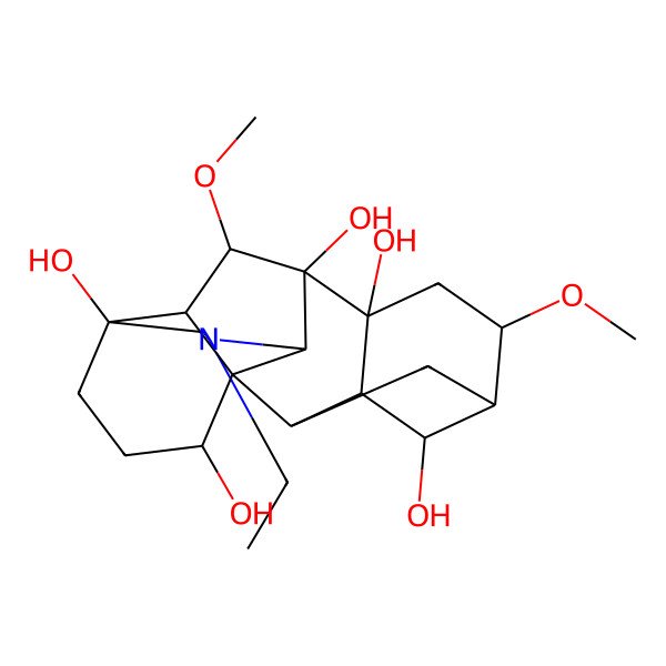 2D Structure of (1S,2R,3R,4S,5S,6S,8R,9S,10S,13S,16S,17R,18S)-11-ethyl-6,18-dimethoxy-11-azahexacyclo[7.7.2.12,5.01,10.03,8.013,17]nonadecane-4,8,9,13,16-pentol