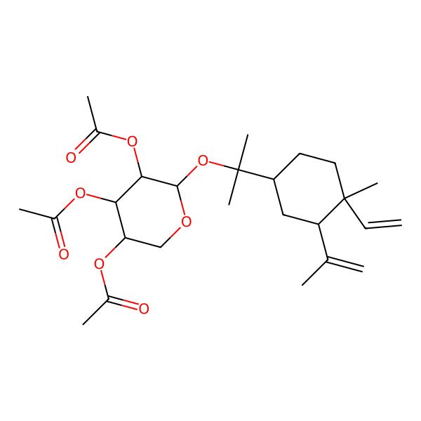 2D Structure of [(3S,4R,5S,6R)-4,5-diacetyloxy-6-[2-[(1R,3S,4S)-4-ethenyl-4-methyl-3-prop-1-en-2-ylcyclohexyl]propan-2-yloxy]oxan-3-yl] acetate