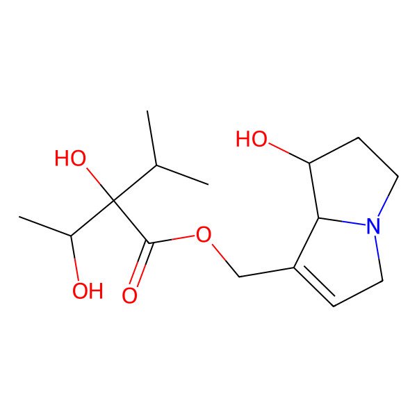 2D Structure of [(7S,8S)-7-hydroxy-5,6,7,8-tetrahydro-3H-pyrrolizin-1-yl]methyl (2S)-2-hydroxy-2-[(1S)-1-hydroxyethyl]-3-methylbutanoate