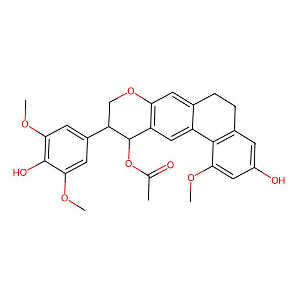2D Structure of [(10R,11S)-3-hydroxy-10-(4-hydroxy-3,5-dimethoxyphenyl)-1-methoxy-6,9,10,11-tetrahydro-5H-naphtho[1,2-g]chromen-11-yl] acetate